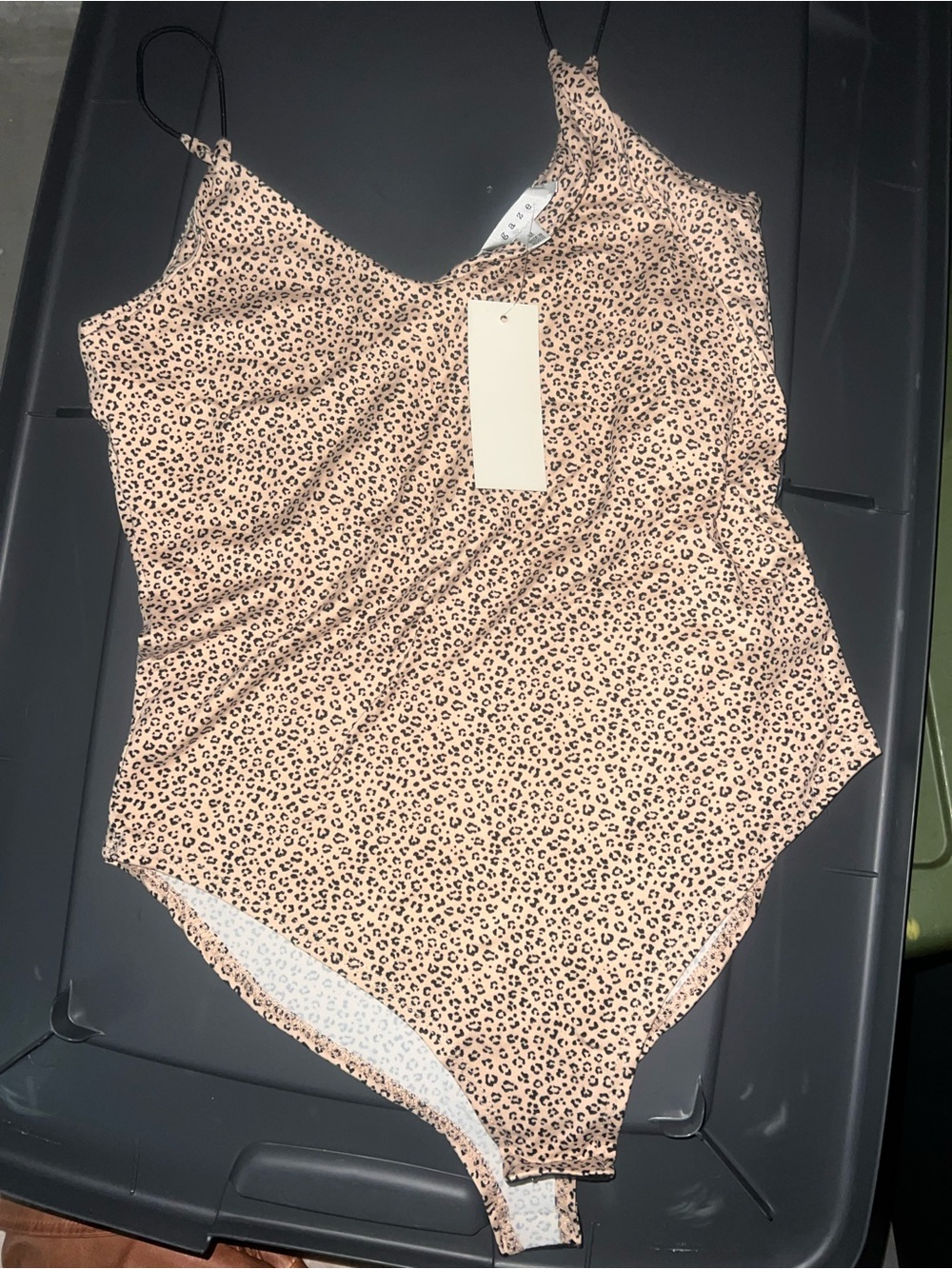 Leopard Print One-Piece bodysuit - tan /Black